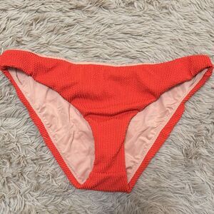 J Crew red scrunchie high rise bikini bottom size Xl new